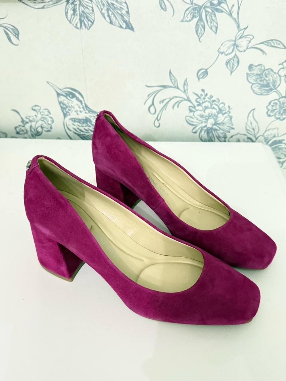 Nine West Fuchsia Suede Block Heel Pumps